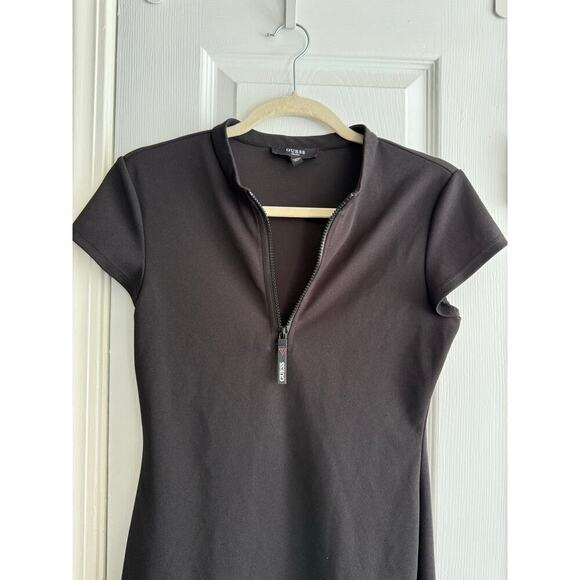 Guess Women’s Half Zip Black Stretchy Bodycon Dress size Small - Picture 3 of 7